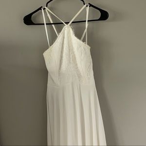 White Lulu’s Lace Maxi Dress Cross Back